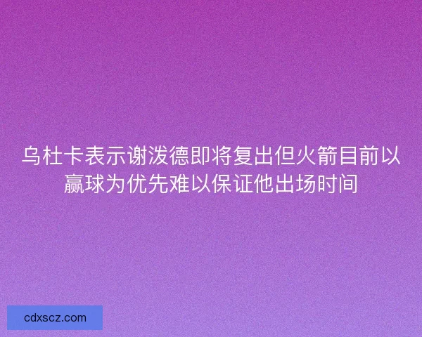 乌杜卡表示谢泼德即将复出但火箭目前以赢球为优先难以保证他出场时间