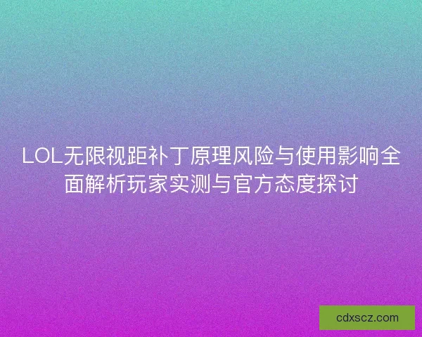 LOL无限视距补丁原理风险与使用影响全面解析玩家实测与官方态度探讨