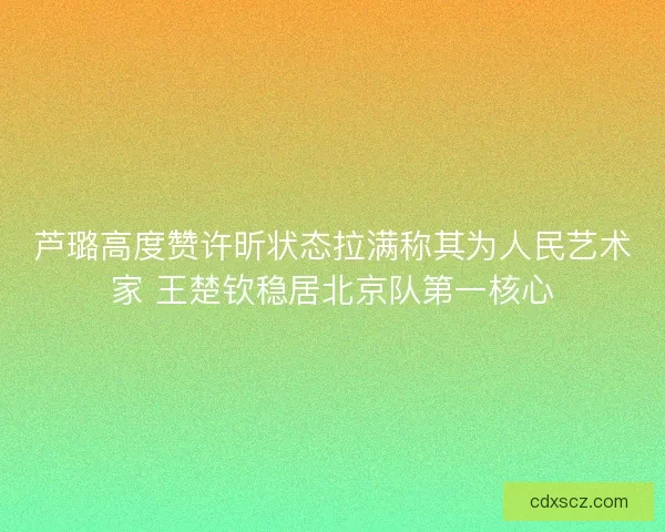 芦璐高度赞许昕状态拉满称其为人民艺术家 王楚钦稳居北京队第一核心