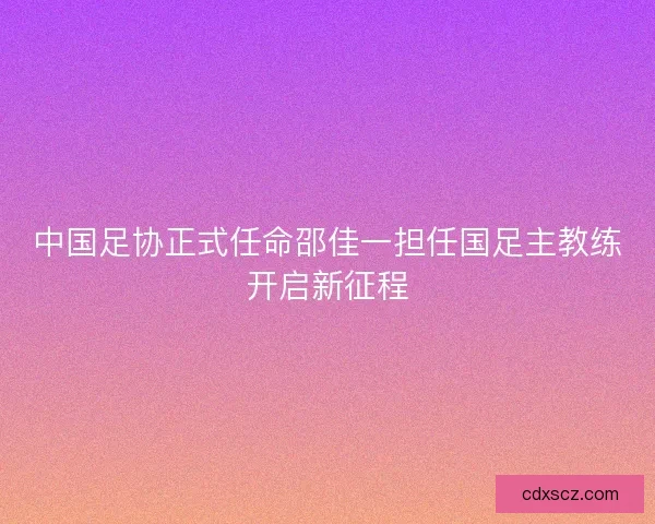 中国足协正式任命邵佳一担任国足主教练开启新征程